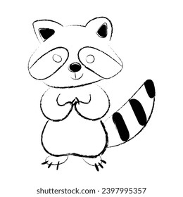 Schlecht gezeichnete Raccoon-Vektorkunst. Kids Raccoon-Zeichnung.