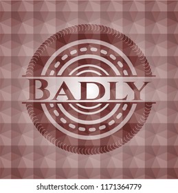 Badly red seamless geometric badge.