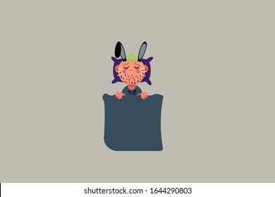 A badly sick boy was sleep, sad character Easter day theme. Simple vector illustration, this illustration can use as a sticker also. 