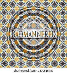 Badmannered arabic style badge. Arabesque decoration.