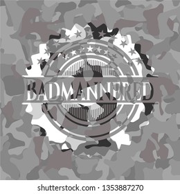Badmannered grey camouflaged emblem