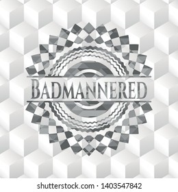 Badmannered realistic grey emblem with cube white background