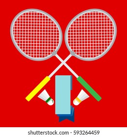 BADMINTON
2 Badminton rackets with 2 shuttlecock with long badge that can type word inside.