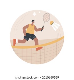 Badminton abstract concept vector illustration. Racket sport, outdoor recreational activity, badminton tournament, sporting goods, people playing, club training, competition abstract metaphor.