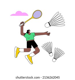 Badminton abstract concept vector illustration. Racket sport, outdoor recreational activity, badminton tournament, sporting goods, people playing, club training, competition abstract metaphor.