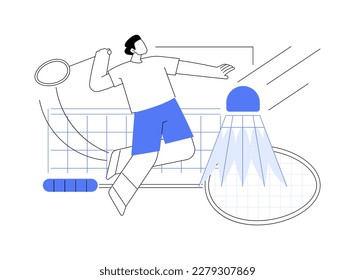 Badminton abstract concept vector illustration. Racket sport, outdoor recreational activity, badminton tournament, sporting goods, people playing, club training, competition abstract metaphor.