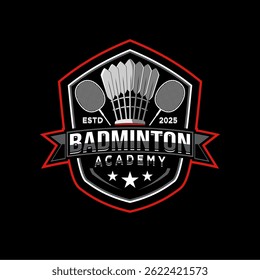 Badminton academy logo badge template. Badminton badge logo in modern style