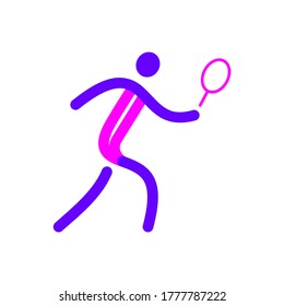 Badminton athlete icon in mono line style. Sport and game symbol isolated on white. Simple icon illustration