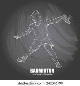 Badminton background Design. Hand drawn.