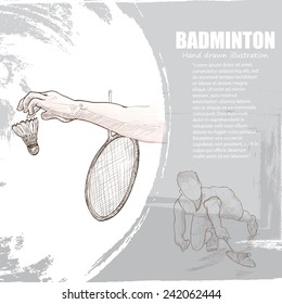Badminton background Design. Hand drawn. 