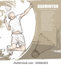 Badminton background Design. Hand drawn. 