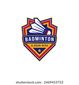 badminton badge logo design. emblem logo