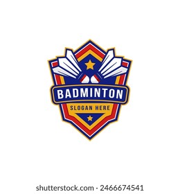 badminton badge logo design. sports logo