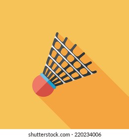 badminton ball flat icon with long shadow,eps10