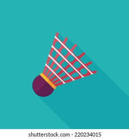 badminton ball flat icon with long shadow,eps10