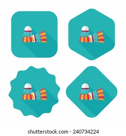 badminton ball flat icon with long shadow,eps10