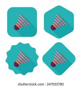 badminton ball flat icon with long shadow,eps10
