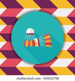 badminton ball flat icon with long shadow,eps10