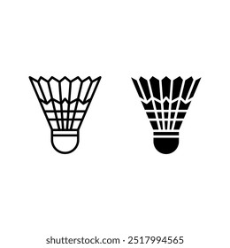 Ícone de bola de badminton definido. Símbolo de badminton de linha. Pictograma gráfico linear fino para cor de site editável
