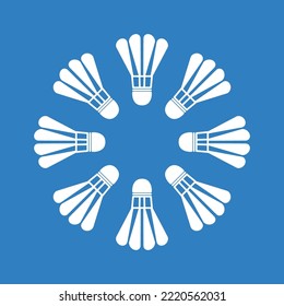 Badminton ball icon vector. Badminton ball on blue background.