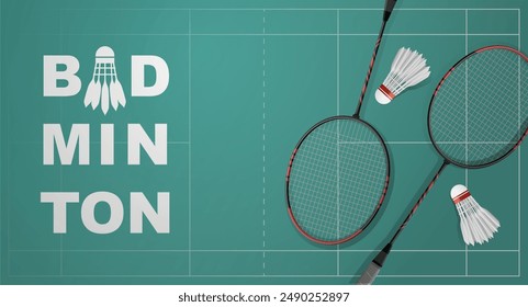 Badminton banner vector. Design of banner for sport events