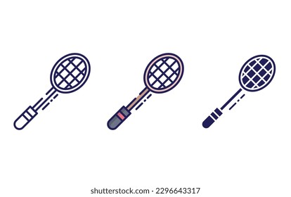 Badminton Bat line and solid illustration icon