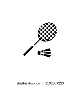 Badminton black icon concept. Badminton flat  vector symbol, sign, illustration.