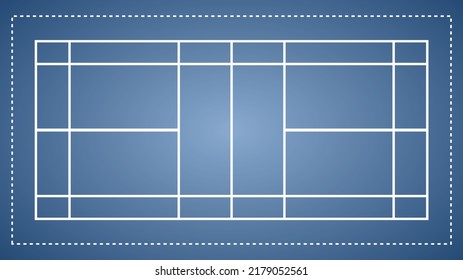 Badminton Blue Court Indoor,  Sports Wallpaper With Copy Space  ,  Illustration Vector EPS 10