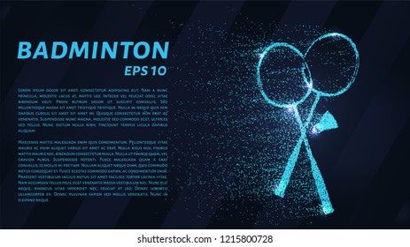 Badminton of blue luminous points. Badminton design concept
