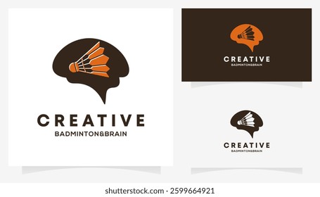 Badminton and Brain Logic logo design ideas. Creative vector illustration based icon template.	
