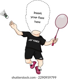 Badminton cartoon character for your caricature