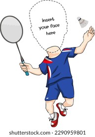 Badminton cartoon character for your caricature