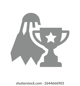 Badminton championship or competition vector icon. Shuttlecock, feather or shuttle with champion award cup.