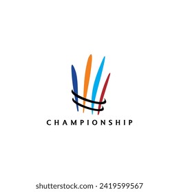 Badminton championship logo with colorful abstract shuttlecock illustration