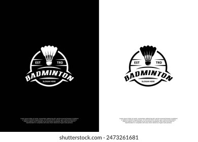 Badminton championship round badge logo design