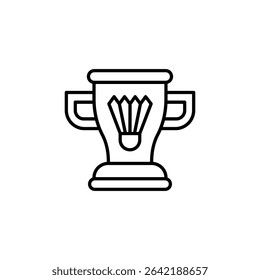Badminton Championship Trophy Depicting Feather Shuttlecock Symbol Icon
