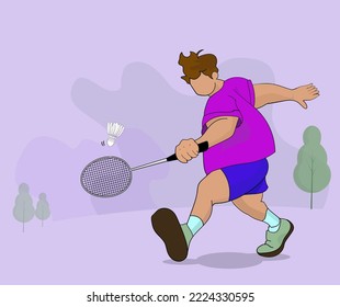 Badminton character sport vector illustration