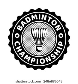 Badminton club championship logo emblem design illustration black white