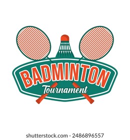 Ilustración de diseño de emblema del logotipo del campeonato del club de bádminton