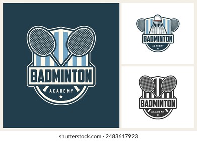 Badminton club logo badge template, Badminton tournaments logotype concept. Badminton sport symbol design vector illustration