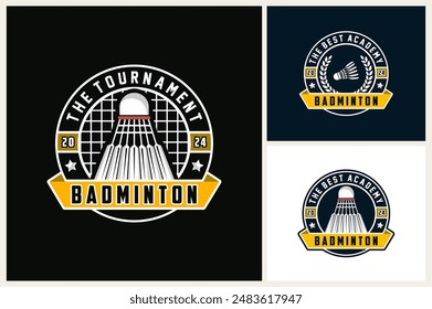 Badminton club logo badge template, Badminton tournaments logotype concept. Badminton sport symbol design vector illustration