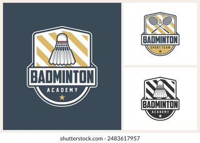 Badminton club logo badge template, Badminton tournaments logotype concept. Badminton sport symbol design vector illustration