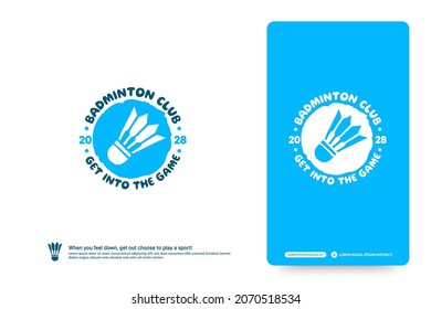Badminton club logo design template, Badminton tournaments logotype concept. Badminton team identity isolated on white Background, Abstract sport symbol design vector illustrations