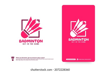 Badminton club logo design template, Badminton tournaments logotype concept. Badminton team identity isolated on white Background, Abstract sport symbol design vector illustrations