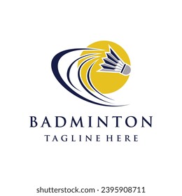 Badminton club logo design template isolated on white background Premium Vector