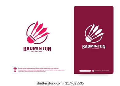 Badminton club logo template, Badminton tournaments logotype concept. Club team identity isolated on white Background, Abstract sport symbol design vector illustration