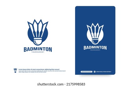 Badminton club logo template, Badminton tournaments logotype concept. Club team identity isolated on white Background, Abstract sport symbol design vector illustration