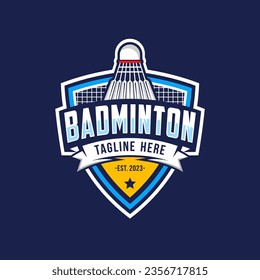 Badminton club logo template, Badminton tournaments logotype concept. Abstract sport symbol design vector illustration