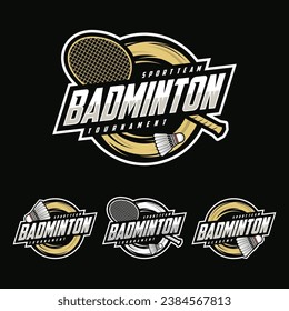 Plantilla del logotipo del club Badminton, colección de juegos de logotipos de torneos Badminton. Resumen de la ilustración vectorial del símbolo deportivo