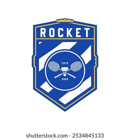 Badminton club logo template, Badminton tournaments logotype concept. Abstract sport symbol design vector illustration